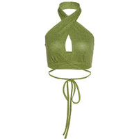 Green Sexy Bandage Halter Neck Crop Tops for Women BENNYS 