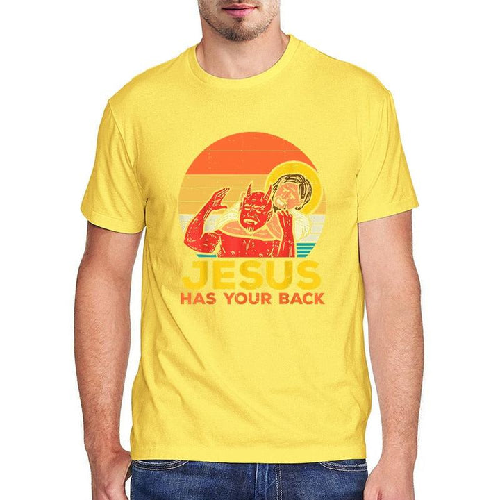 Men's Jesus Has Your Back Retro Christian Men TShirt-shirt-Bennys Beauty World