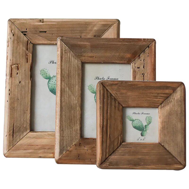 Rustic Retro Style Photo Frame For Tabletop Home Decoration, Handmade with Natural Brown Pine Wooden Picture Frame-Arlik interiors