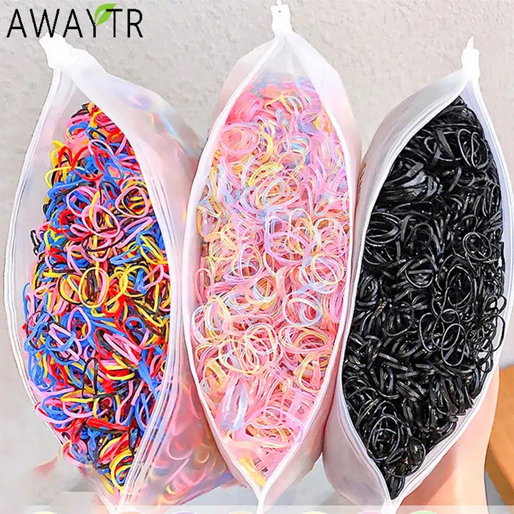 Girls Colorful Small Disposable Hair Rubber Bands-hair accessories-Bennys Beauty World