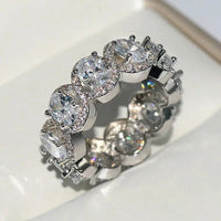 925 Silver Ring Fashion Oval Zircon Ring Jewelry Wedding Party Jewelry-Rings-Bennys Beauty World
