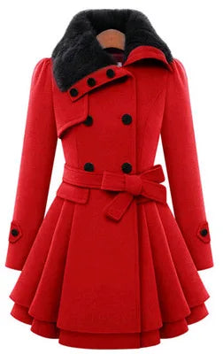 Women's Winter Slim Long Wool Padded Coat