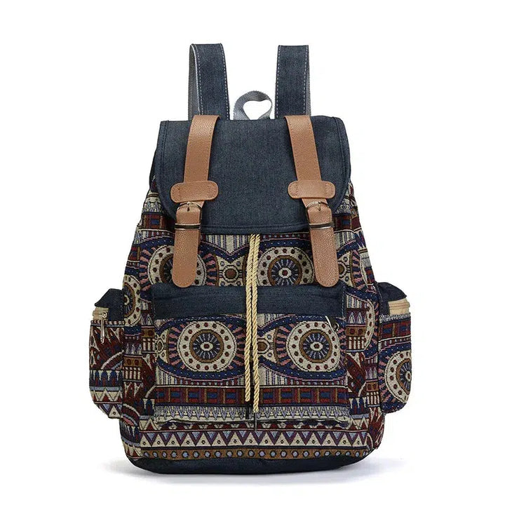 Women Printing National Backpack Canvas School Bags For Teenagers-bag-Bennys Beauty World