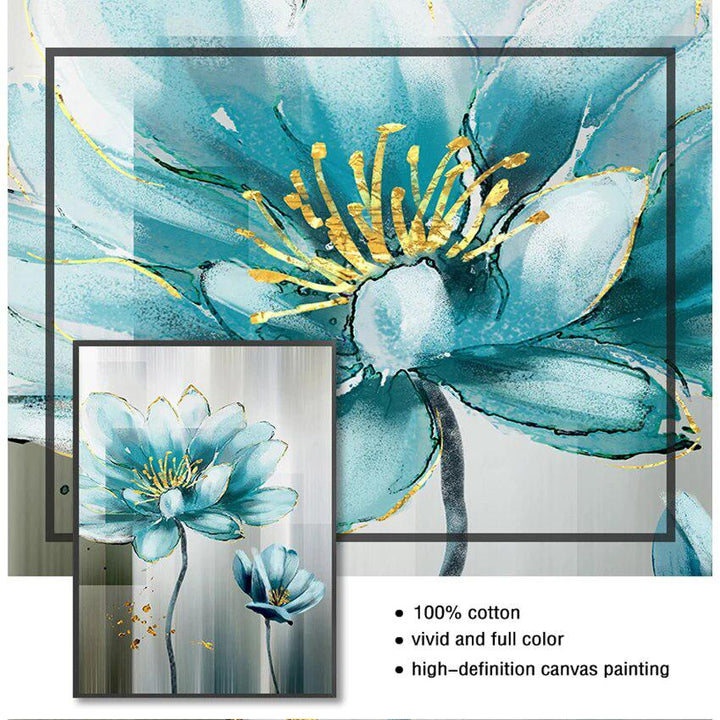 Abstract Blue Flower Canvas Painting-Painting-Arlik interiors