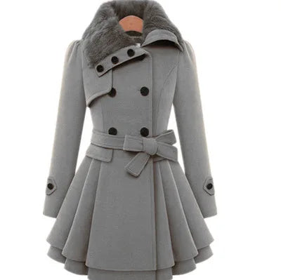 Women's Winter Slim Long Wool Padded Coat