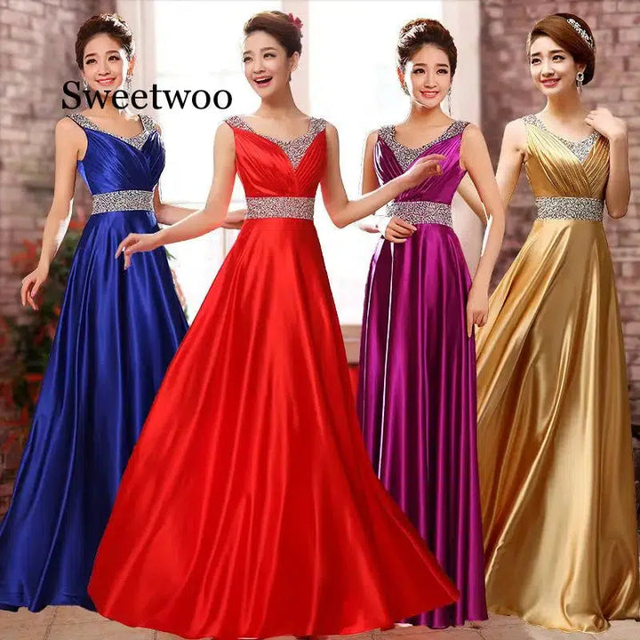 Fashion Women Dress Slim Long Dresses With Sequin-Bennys Beauty World