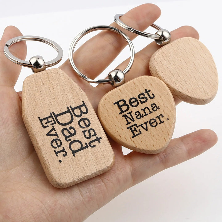 Natural Wood Heart Key Chains Affection Message Keyring Best Nana Ever Family Love Keychain For Father Mother &#39;s Day Gifts-Arlik interiors