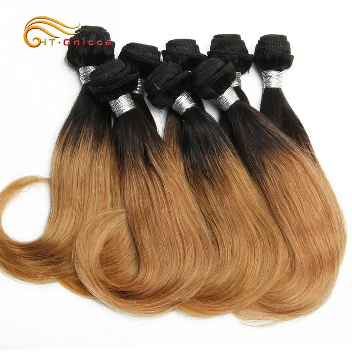 Brazilian Remy Curly Hair Bundles – 8 Pcs 100% Human Hair Ombre Weave Extensions-hair extensions-Bennys Beauty World