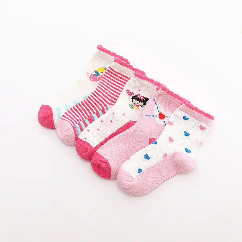 5pairs/lot Baby Socks 3-12 Years Girls Cotton Socks