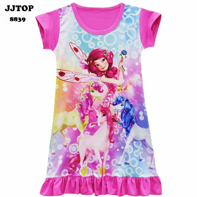 Cartoon Mia and Me Children's Nightdress Unicorn Girl's Clothing