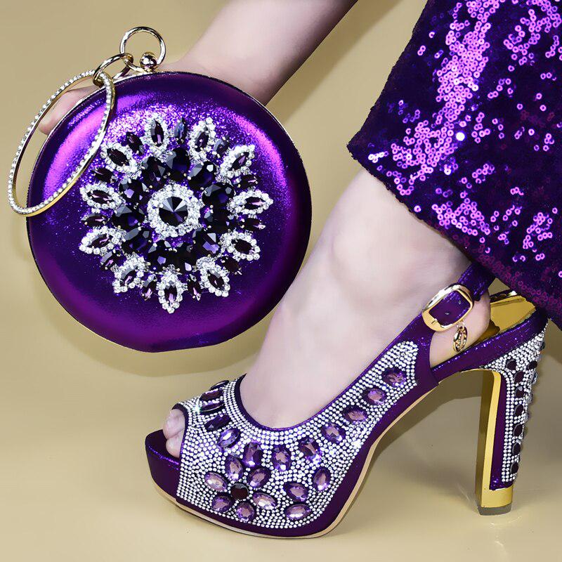 Women's Rhinestone Shoes with Matching Bags Set-Shoe-Bennys Beauty World