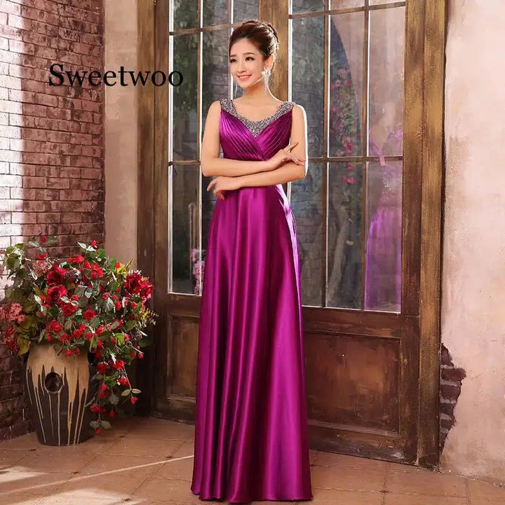 Fashion Women Dress Slim Long Dresses With Sequin-Bennys Beauty World