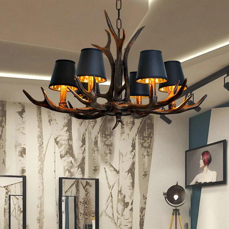 Resin antler chandelier bedroom Decor-Light Fixtures-Arlik interiors