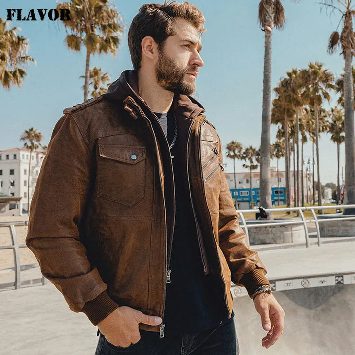 Winter Fashion Motorcycle Leather Jacket Men Slim Fit Warm Streetwear