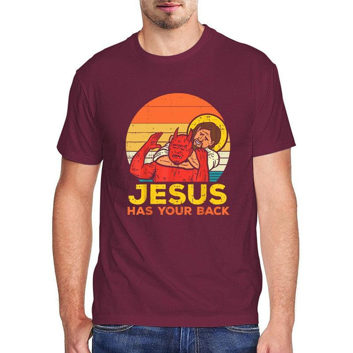 Men's Jesus Has Your Back Retro Christian Men TShirt-shirt-Bennys Beauty World