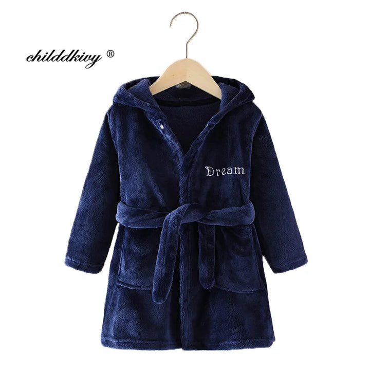 Kids Flannel Hooded Robe | Soft Cartoon Sleepwear | Ages 2–8