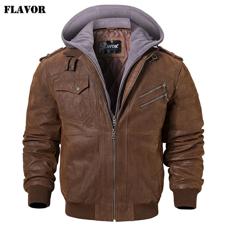 Winter Fashion Motorcycle Leather Jacket Men Slim Fit Warm Streetwear