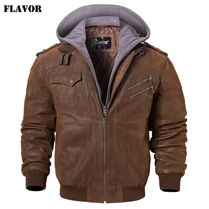 Winter Fashion Motorcycle Leather Jacket Men Slim Fit Warm Streetwear