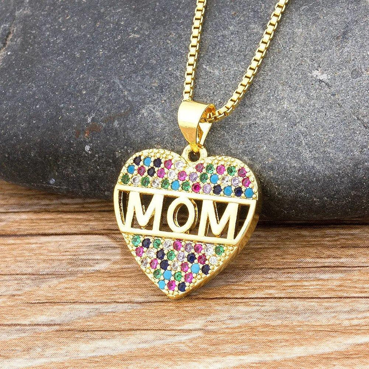 New Arrival Top Quality Copper Cubic Zirconia Heart Necklace Pendant For Mom Mama Long Snake Chain Jewelry Gift for Mother&#39;s Day-Arlik interiors