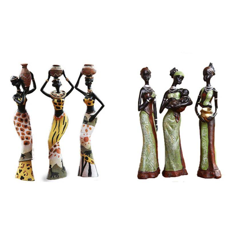 3pcs African Women Figurines Resin Craft-Arlik interiors