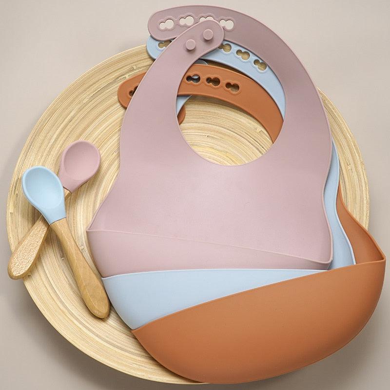 Newborn Baby Silicone Feeding Tableware Waterproof Baby Bibs-0-Bennys Beauty World
