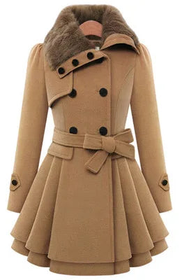 Women's Winter Slim Long Wool Padded Coat