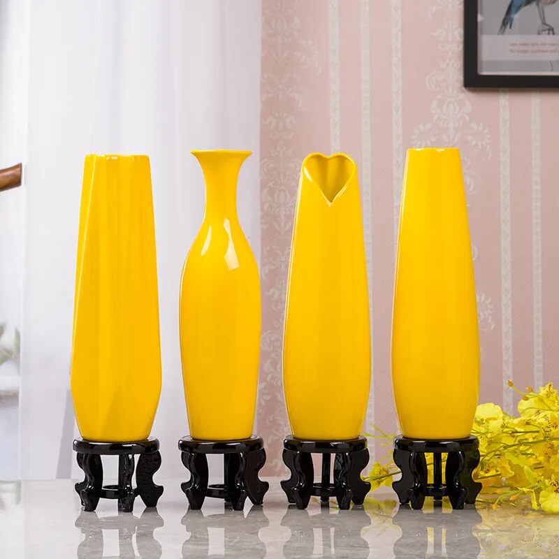 Yellow Ceramic Vase Home Decor-Vase-Arlik interiors