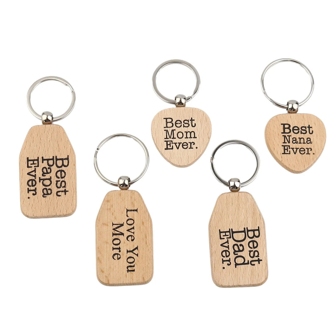 Natural Wood Heart Key Chains Affection Message Keyring Best Nana Ever Family Love Keychain For Father Mother &#39;s Day Gifts-Arlik interiors