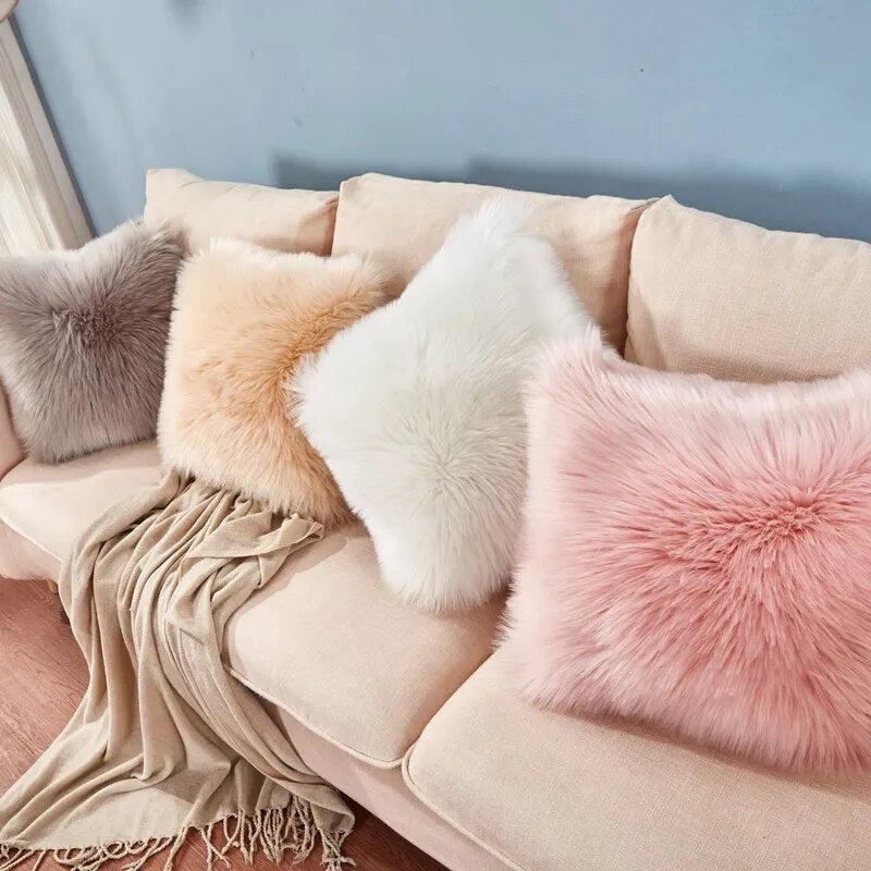 Nordic Faux Fur Cushion Cover Artificial Wool Throw Pillowcase Cushion Case Home Soft Living Room Bedroom Car Decorative 45x45cm-Arlik interiors