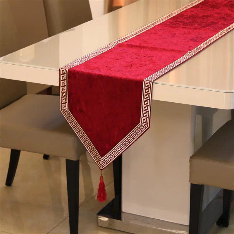 New Chinese high-end tablecloth flag shoes cabinet cover cloth European velvet bed runner simple color table cloth-Arlik interiors