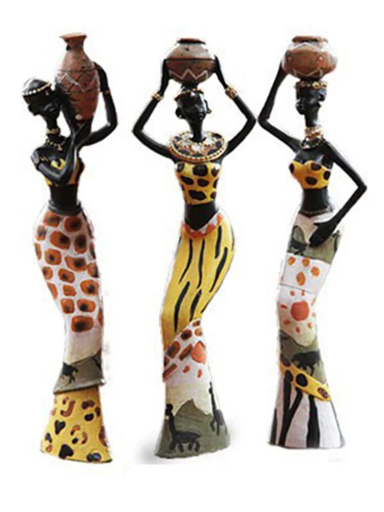 3pcs African Women Figurines Resin Craft-Arlik interiors