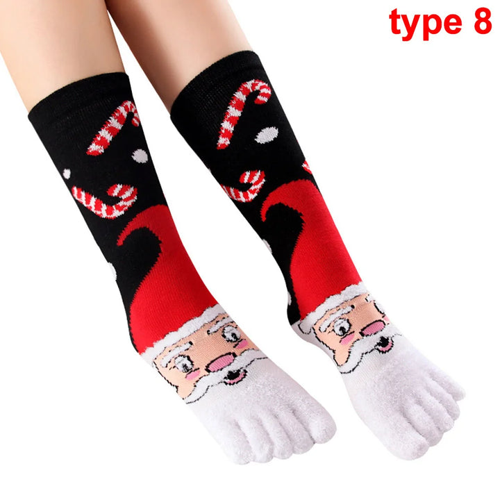 Fashion Christmas Toe Socks Santa Claus Gift Kids Unisex Xmas Cartoon Socks