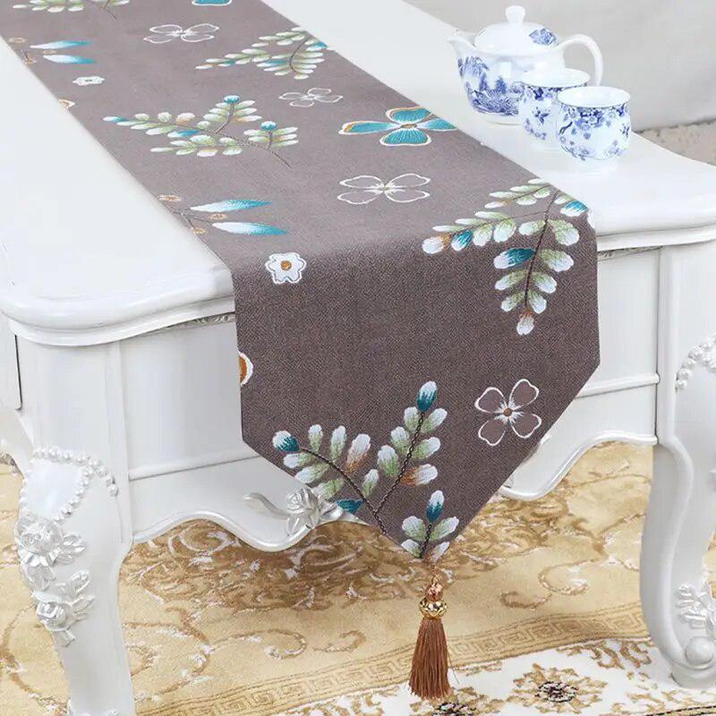 Modern Luxury Table Runner With Tassels For Dining Coffee Table Cover Party Living Room Floral Runners Tablecloth Decoration-Arlik interiors