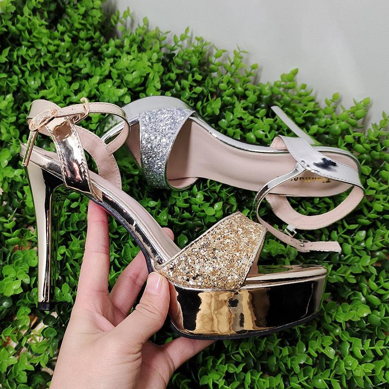 Gold platform sandals women high heel-Shoe-Bennys Beauty World