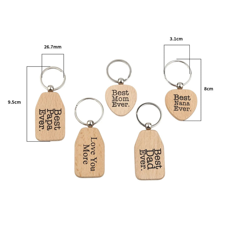 Natural Wood Heart Key Chains Affection Message Keyring Best Nana Ever Family Love Keychain For Father Mother &#39;s Day Gifts-Arlik interiors