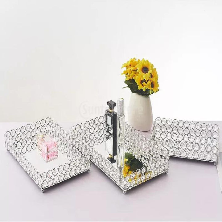 Crystal Cosmetic Tray Decorative Vanity-Decorative Trays-Arlik interiors