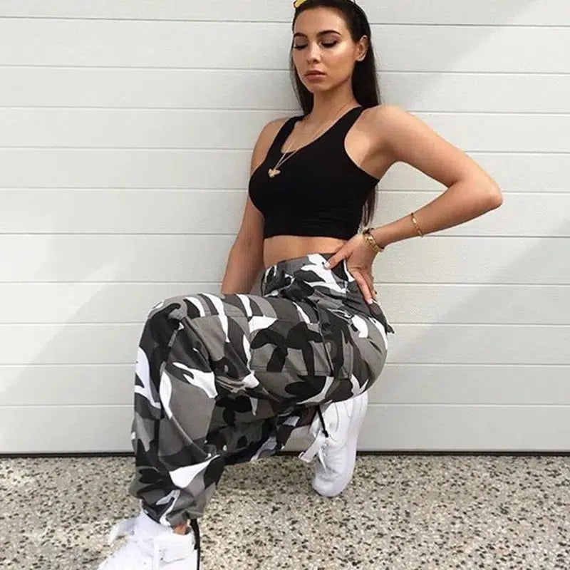 Camo Print Casual Baggy Pants For Women