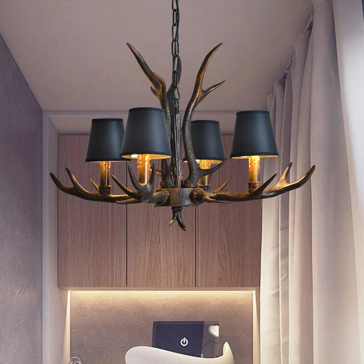 Resin antler chandelier bedroom Decor-Light Fixtures-Arlik interiors