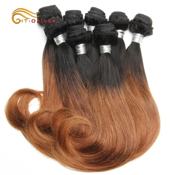 Brazilian Remy Curly Hair Bundles – 8 Pcs 100% Human Hair Ombre Weave Extensions-hair extensions-Bennys Beauty World