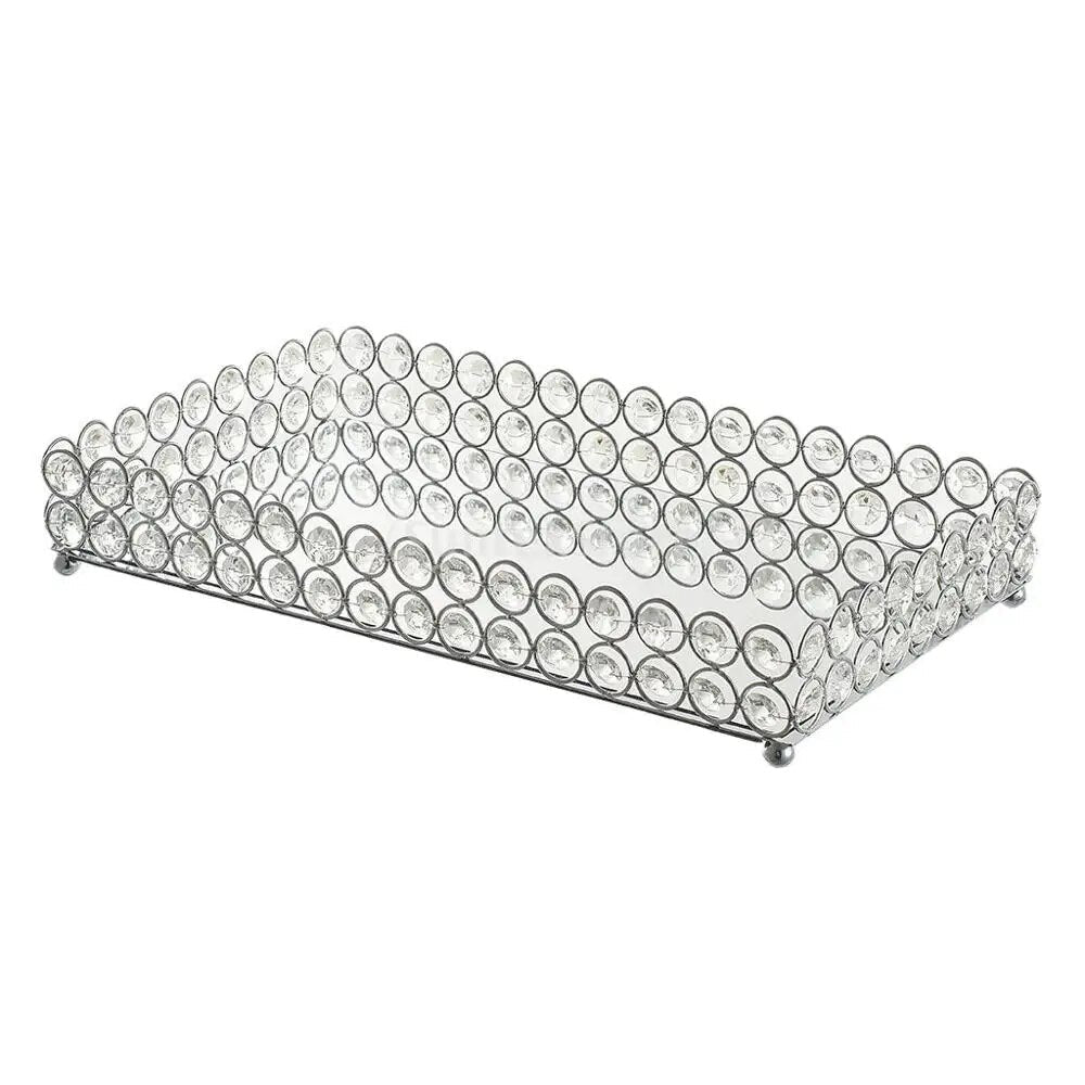 Crystal Cosmetic Tray Decorative Vanity-Decorative Trays-Arlik interiors