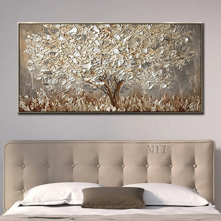 3D Unframed Hand Painted Gold Tree Oil Painting On Canvas