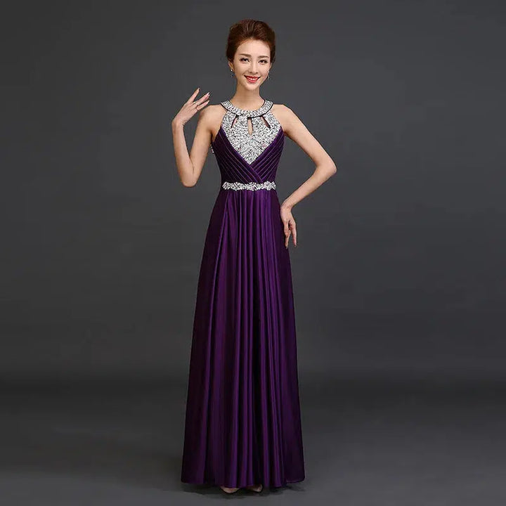 Womens Long Sleevless Sequined Prom Dress-Dress-Bennys Beauty World