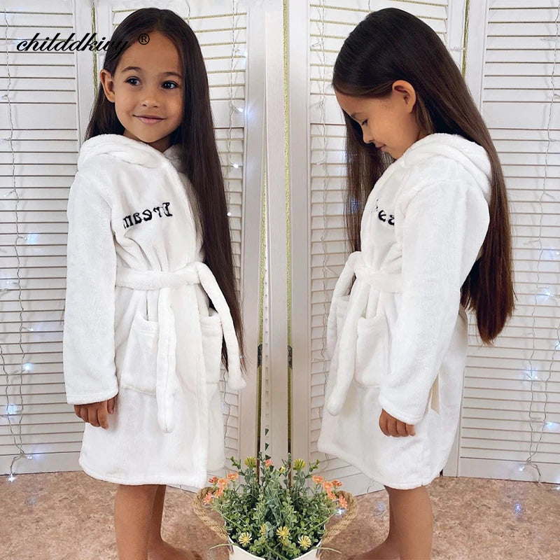 Kids Flannel Hooded Robe | Soft Cartoon Sleepwear | Ages 2–8