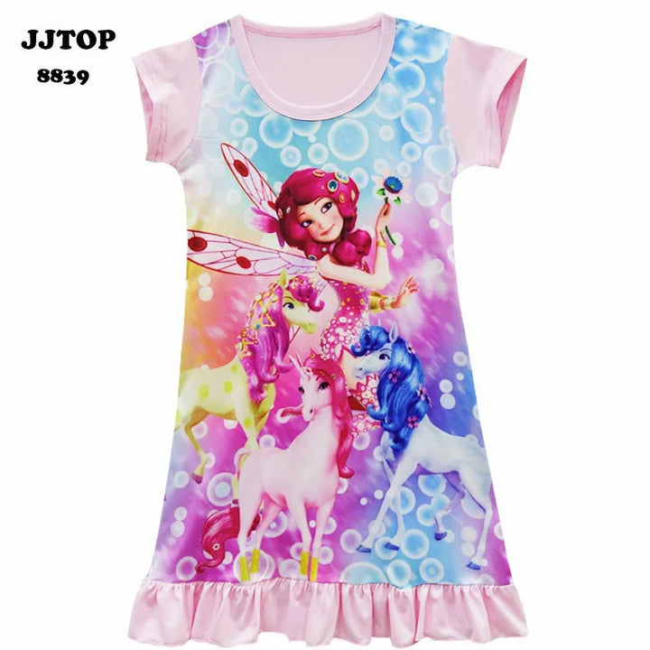 Cartoon Mia and Me Children's Nightdress Unicorn Girl's Clothing