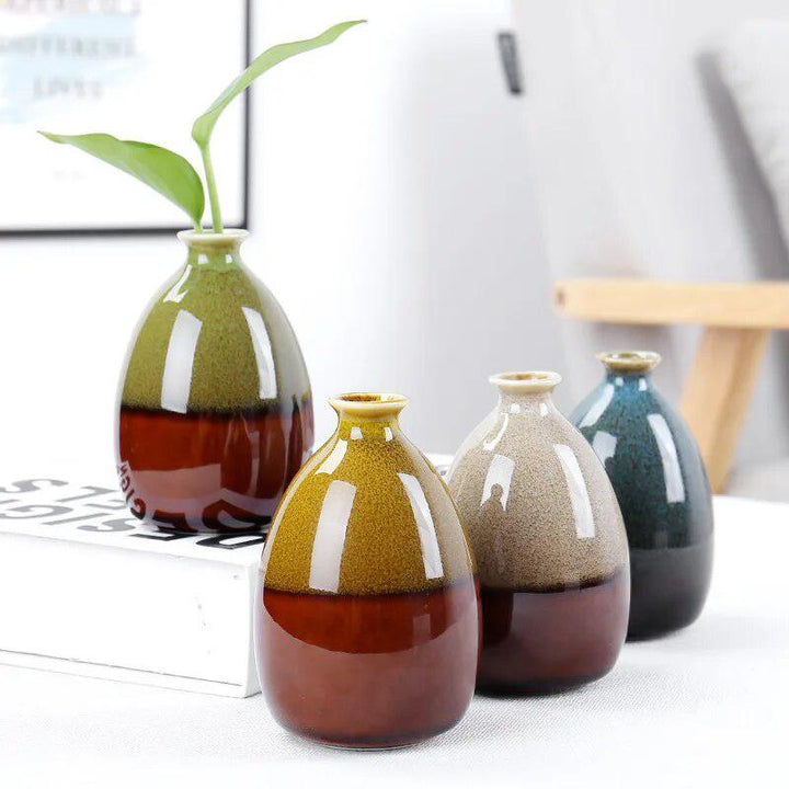 Nordic Simple Handmade Ceramic Glaze Desktop Vase Hydroponics Vase Dried Flower Arrangement Bottle Flower Pot Home Ornaments-Arlik interiors