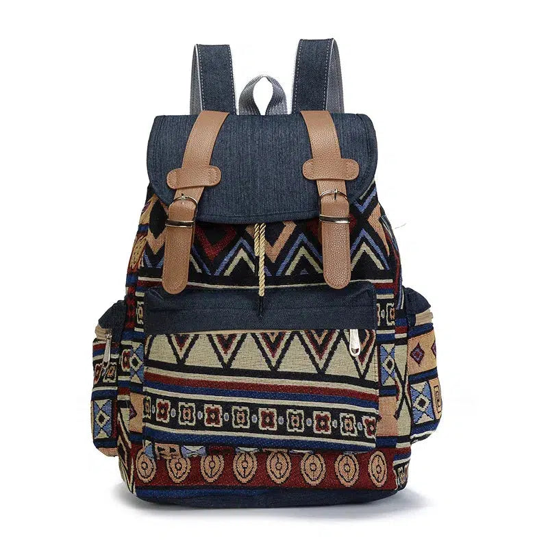 Women Printing National Backpack Canvas School Bags For Teenagers-bag-Bennys Beauty World