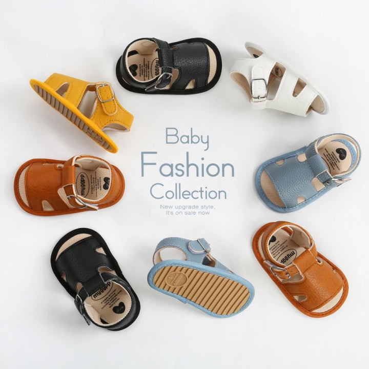 Cute Summer 1 Year Baby PU Breathable Soft Soled Sandals For Toddlers 0-18M