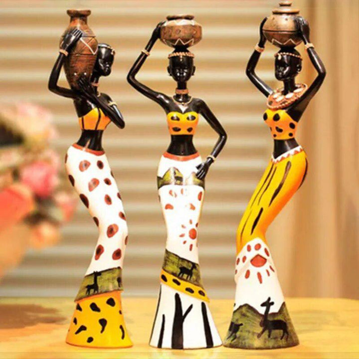 3pcs African Women Figurines Resin Craft-Arlik interiors