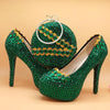 Green crystal Womens Wedding Shoes And Bags Set-Shoes-Bennys Beauty World