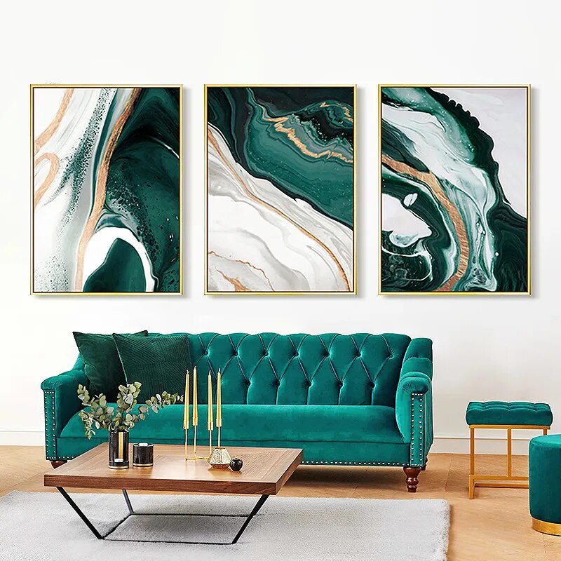 Abstract Green Wall Painting-Painting-Arlik interiors